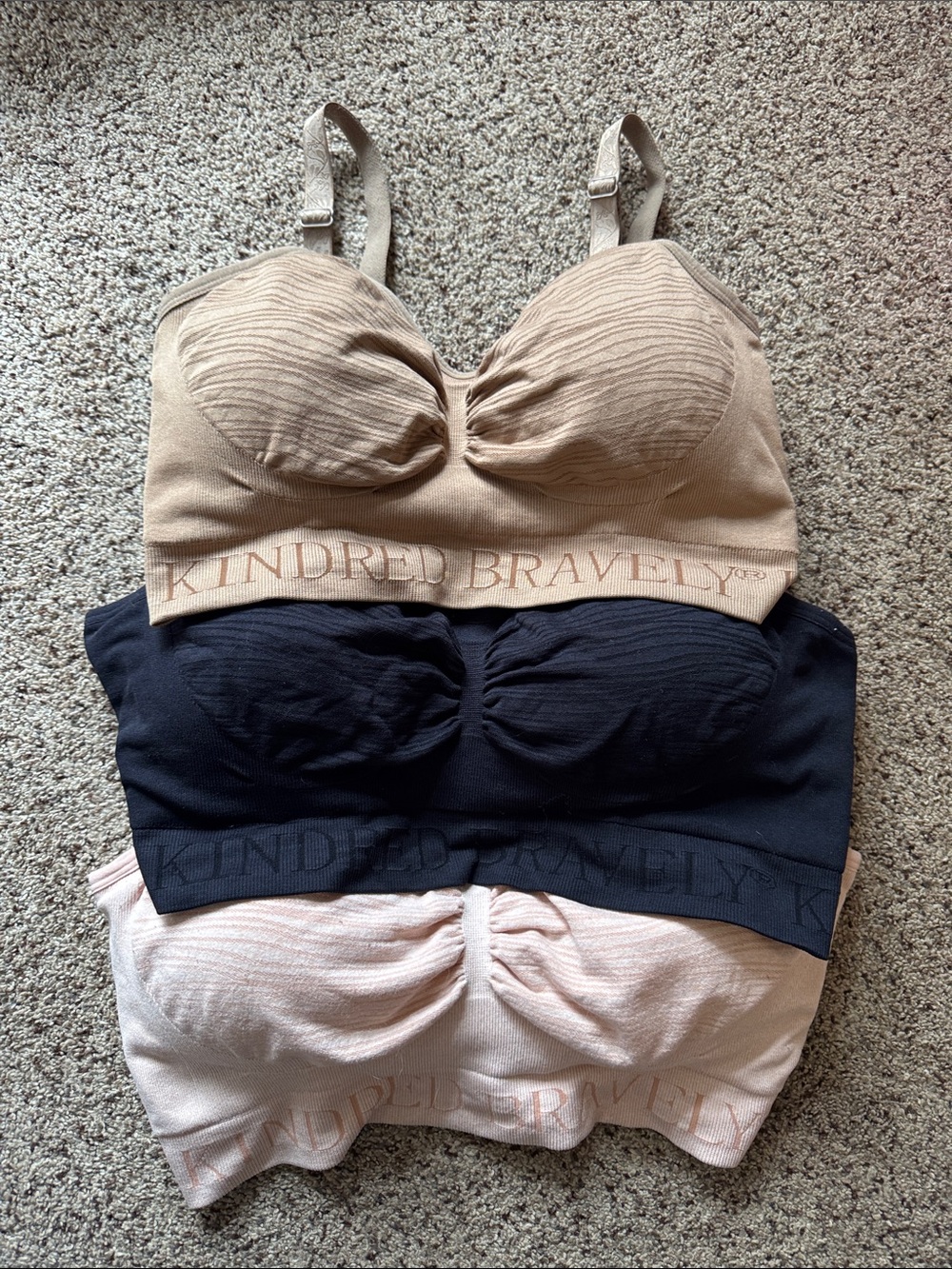 Kindred Bravely Seamless Nursing Bralettes - Beige, Black, Blush (3)